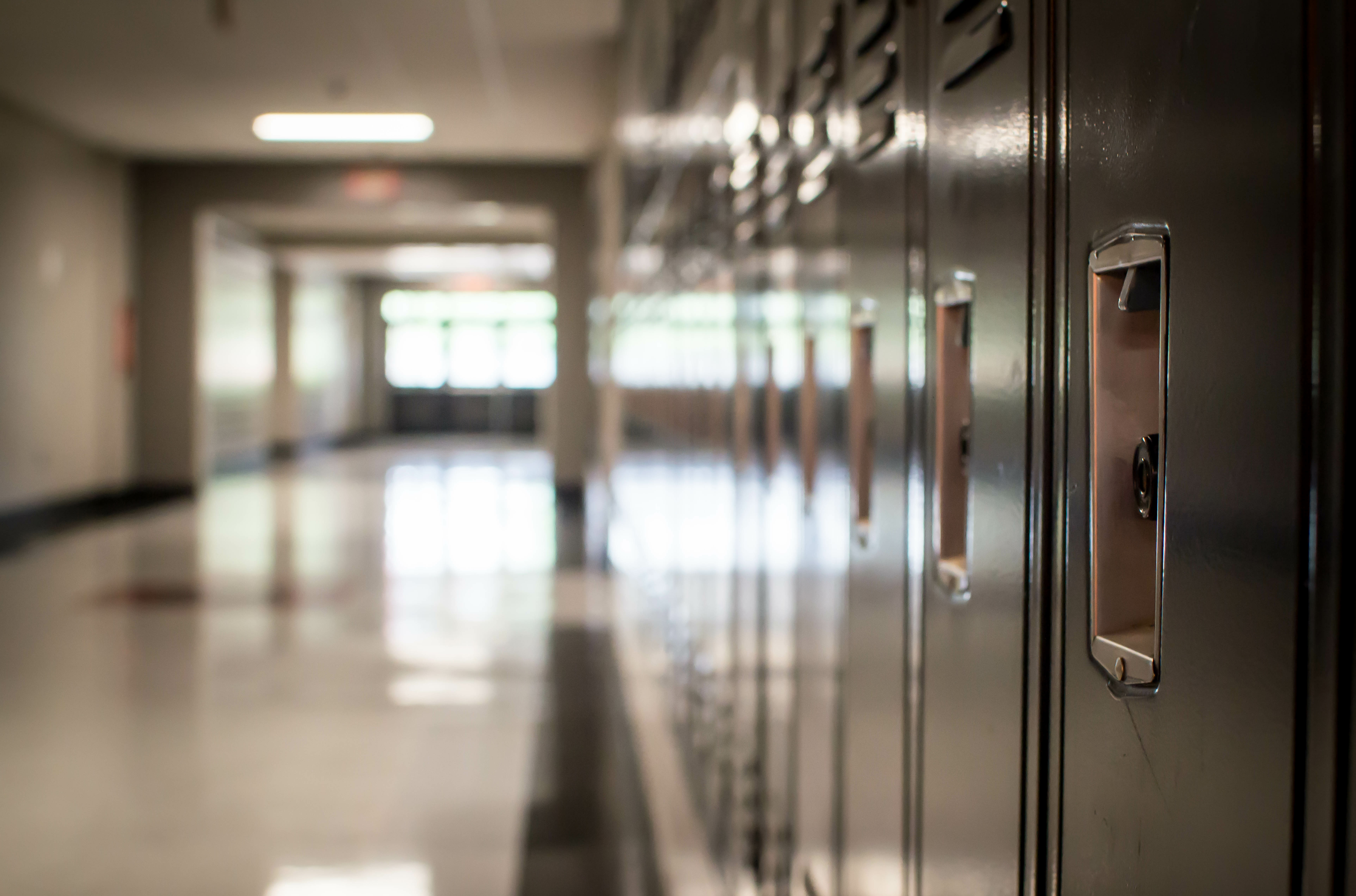 Lockers inside High School hallway